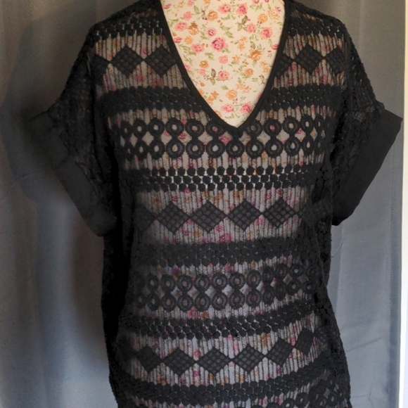 new directions Tops - Sexy black lace top or swimsuit cover ! M